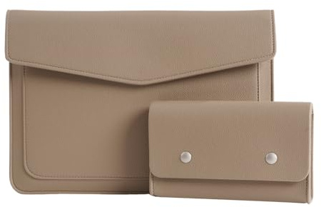 Yesmornsis PU Leather Padded Laptop Sleeve Bag 14Inch Compatible with New MacBook Pro 14,Surface Laptop 13.5/13.8,Old MacBook Pro/Air 13, Surface Pro 12 with Charger Pouch