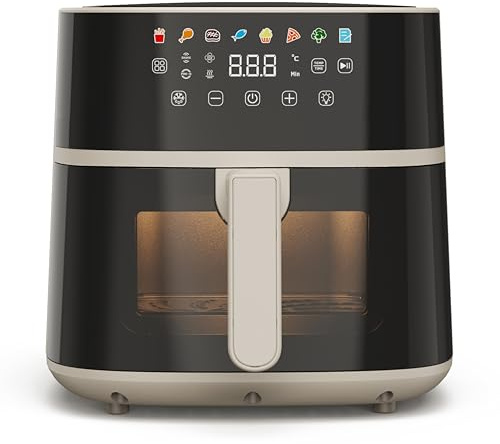 Tognana Iridea, Friggitrice ad aria 6L, doppia resistenza, display digitale, timer, 80-200°C, finestra, 1700W, Champagne