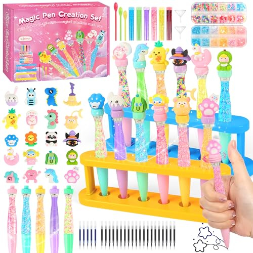 MOMOSTAR Atelier des Stylos Creatif Enfant, Fabrique a Stylo avec 80 Accessoires, Kits de Loisirs Créatifs Fille 5 6 7 8 Ans, Activité Manuelle Enfant, Jouet Cadeau Anniversaire aux Garcon Fille