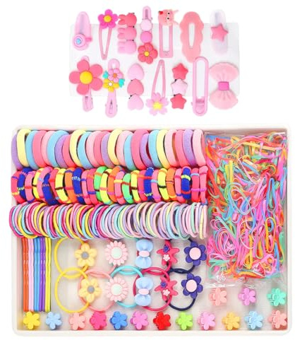1124 stycken hårsnoddar flickor, färgglada hårsmycken och scrunchies, söta hårklämmor, hårsnodd för kvinnor utan skador, små hårspännen och flickor hårband, set för fint hår
