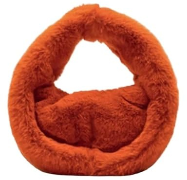 ZUGLQYSX Damväska i plysch orange fuskpäls borstad armhålsväska för resor och arbete, Apelsin, 25CMx14CMx11.5CM