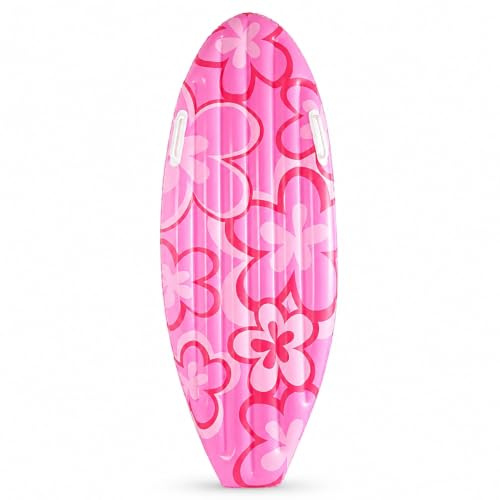 Denash Aufblasbares Surfbrett, Leichter PVC-Poolschwimmer mit Rosa Blumenmuster für Sommerparty, Strand, Geburtstag, Luau-Themendekoration