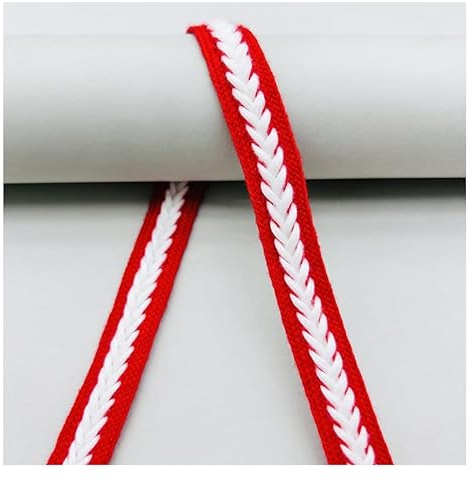 Waltonalice 15 Yards Baumwollband Bunt Posamentenborte Dekoband 1.7 cm Breit stoffband Zierband Borten Bänder Geschenkband Spitzenborte für Nähen Basteln Kleidung Vorhänge Geschenkverpackung Weiß-Rot