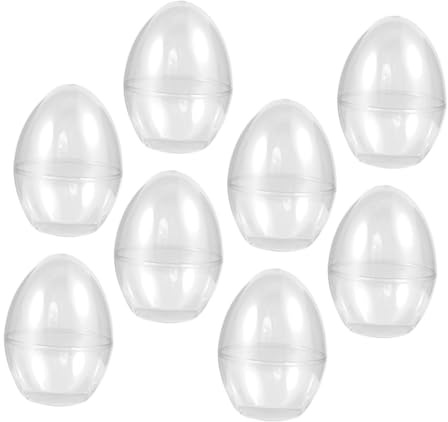 Beavorty Plastic Fillable Egg Boxes 8Pcs Jumbo Size for Easter Candy and Craft Decoration