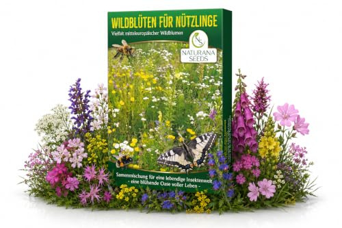 Naturana-frön – vilda blommor för nyttoväxter – vild blomsteräng utan gräs, kulturväxter och exotiska – 50 g för 50 till 100 m² – endast medeleuropeiska blomarter för levande insektsvärld