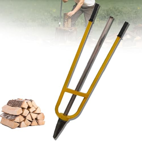 Separador de troncos manual portátil, herramienta de leña con diseño de arco grande triangular y hacha de cuña de inercia para cortar madera al aire libre en camping, granja, hogar y supervivencia en