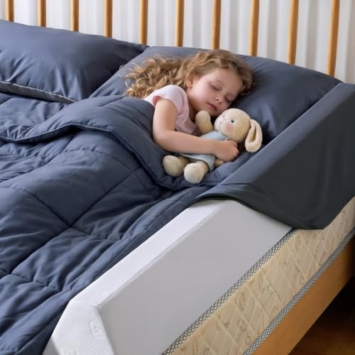 ZEIXIHY Bettgitter Kinderbett, Schaumstoff Rausfallschutz mit Rutschfester Unterseite, Waschbarer Bezug, Bettschutz für Kleinkinder, Kinder und Senioren, Trapezförmiges