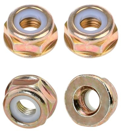 TAVYTH Dado a Flangia con Rondella Autobloccante in Nylon M10 x 1.25, Filettatura Sinistra in Acciaio Zincato per Decespugliatore, Tagliasiepi e Attrezzature da Giardino, 4 Pezzi, Anti-Vibrazione