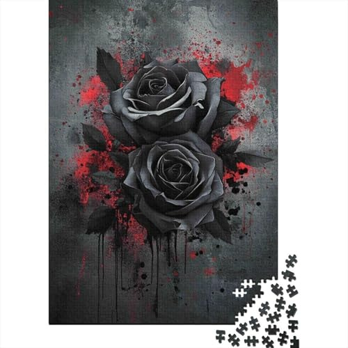 Puzzle Roses Noires 1000 Pièces Puzzle pour Adultes 38x26cm/1000pcs