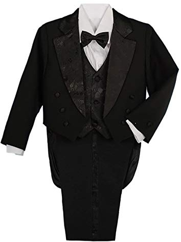 Lito Angels Unge Pojkar Smoking Bröllopskostym & Blazers, Pageboy Formell Outfit 5 Stycken Set med Väst, Ålder 7 år, Svart