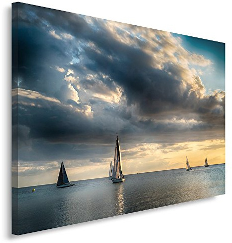 Feeby. Quadro - 1 Parte - 50x70 cm, Pannello Singolo, Quadri su Tela Stampa Artistica, Barche A Vela, Mare, Natura, Blu