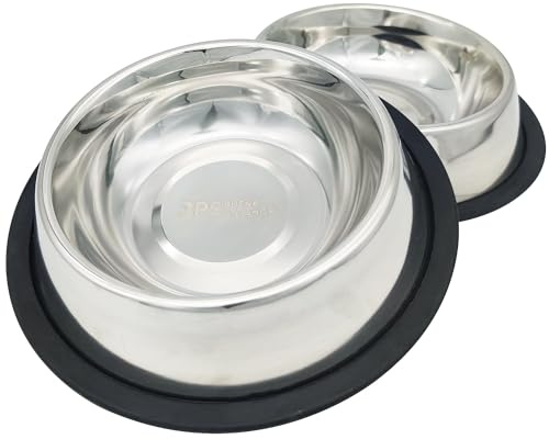 BPS® 2X Comedero Bebedero Acero Inoxidable para Perro Gato Mascotas Diámetro 3 Tamaños para Elegir 15.5/18/19 cm (15,5 cm) BPS-5501 * 2