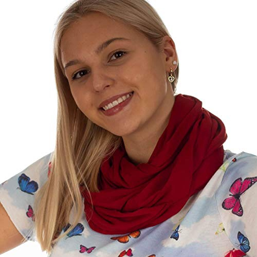 DOLCE ABBRACCIO by RiemTEX Loop Schal Damen Schlauchschal mit Geheimfach Kuscheliger Loopschal aus Jersey Halstuch in Uni Farben (Bordeaux)