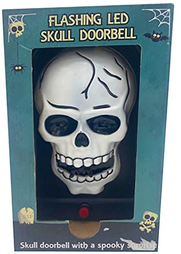 I LOVE FANCY DRESS LTD HALLOWEEN - Timbre de calavera blanca con ojos LED iluminados y sonidos brillantes – Trucos de decoración de casa de heladera (2 unidades)