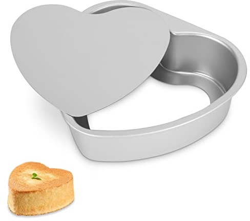 Cyrank Aluminium Heart Cake Pan, 8inch Heart Cake Tin Springform Baking Pan Mould with Removable Base Deep Cake Pans Cheesecake Baking Mold Cheesecake Pan for Wedding