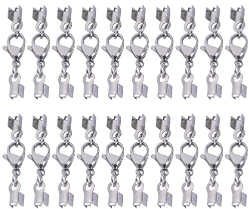 Schmuck Karabinerverschluss, Lederband Kette, Schmuckherstellung Karabiner Crimpenden Für Ketten, Lederband, Schmuck, DIY Halskette Armband Verschluss Haken, 20 Stück