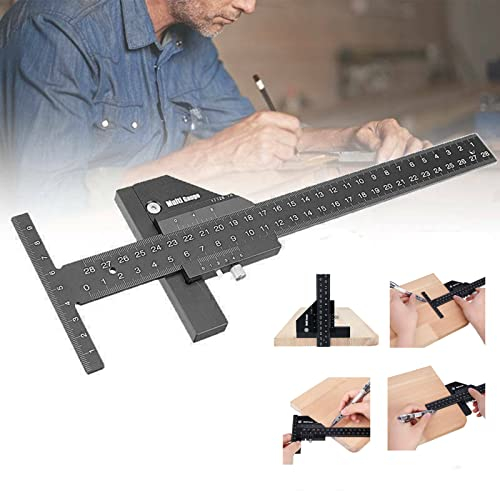 HEZHU Holzbearbeitung T Lineal Anreißlineal Tischler Winkellineal Winkelmessgerät Markierungslineal Multifunktions Holzbearbeitungswerkzeug Lineal für die Werkstatt Heimwerker Werkzeugkasten