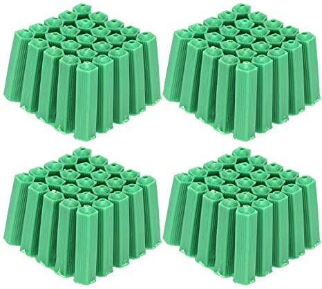 Green Plastic Masonry Screw, 100Pcs Plastic Expansion Screw Expansion Tube into the Wall Rubber Particles M6 Rubber Plug Fixed Wall Anchor Dry Wall Plug Anchor