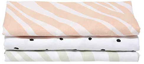 Mother hood Moltontücher/Flanellwindeln/Babyunterlagen (3er Set), 100% naturreine Baumwolle - VIELE FARBEN UND MUSTER (Zebra apricot)
