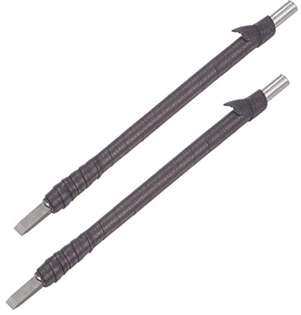 sourcing map Bois Ciseaux Couteau 5mm Tungstène Carbure Plat Pointe Sculpture Menuiserie Main Outil 150mm Longueur avec Cuir Tissu Poignée 2pcs