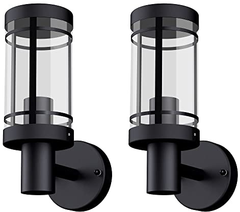 SSC-LUXon 2 Stück MIENTO Wandleuchte Laterne Aussen modern - Wandlampe schwarz wetterfest IP44 Lampenfassung für 1x E27
