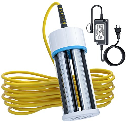 Tendelux Underwater Fishing Light, 110V & 12V Super Bright Green LED Submersible Light Attractants for Docks, Boats or Kayaks, IP68 Rated for Fresh & Salt Water (30ft Cable)