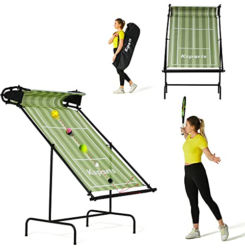 Ksports Tennis Rebounder Net – Multi Racket Sports Trainer for Tennis, Pickleball, Padel, Squash & Racquetball – Quick Assembly, Portable with Carry Bag (Green, Regular)