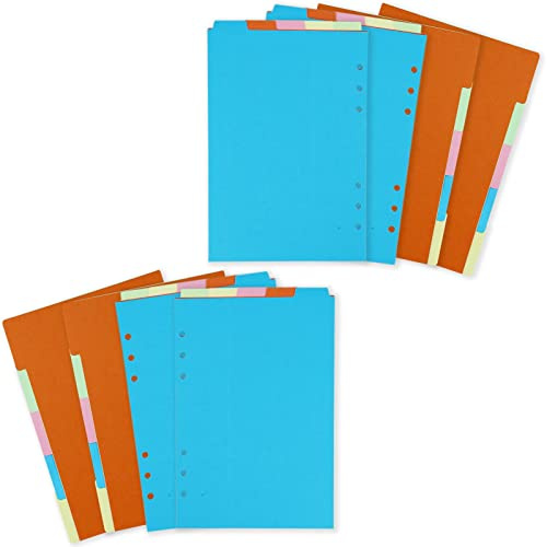 4 Sätze A5-Ordnerteiler, 2 Satz Vertikale und Horizontalteiler + 6-Loch-Lochblatt-Teiler für Filofax und A5-Notizblock