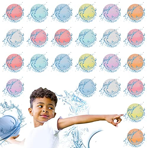 ZWOOS 24 Piezas Globos de Agua Reutilizables, Silicona Globos Agua de llenado Rápido Para Niños Adultos, Bolas de Agua Reutilizable Para Parque Acuático, Fiesta, Piscina, Juego Familiar