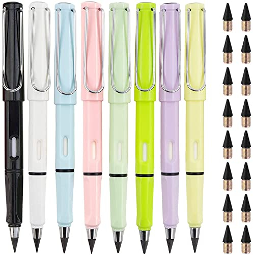 Qikaara 8 Stück Ewiger Bleistift – Nachhaltig, Tintenloser Bleistift ohne Anspitzen, Langlebiger Magischer Bleistift, Bleistifte Set, Unendlicher Bleistift mit edler Optik, Magic Pencil