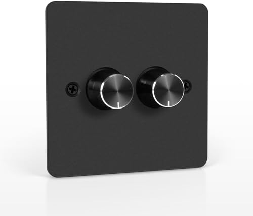 VIPMOON DC12V/24V LED Dimmer Switch 2 Gang 120W PWM Dimmer Push on/off Rotary Brightness adjust for Dimmable Single Color Lights in Camper Motorhome Boat Van Trailer Truck Caravans