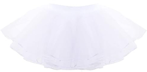 Tutu Skirt Girls Elastic Ballet Dance Skirts 4 Layers Tulle Tutus for Toddler Kid Children 1-3 Years（White/XS）