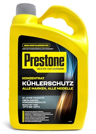 PRESTONE PAFR0059B Kühlerfrostschutz -37°C bis 129 °C, Korrosionsschutz 10 Jahre,Kühlerschutzmittel Konzentrat, Neue Formel 2024, 4L, Gelb