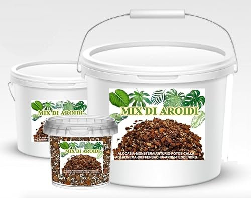 Mix Aracee substrato Monstera, Philodendron, Alocasia, Anturio, Calla, Dieffenbachia, Arum, Calathea, Maranta, Pothos e altre aracee/aroidi. Una formula Senza torba (5 LITRI)