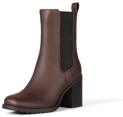 Amazon Essentials Stivali Chelsea a Metà Polpaccio con Tacco Donna, Marrone Scuro, 44.5 EU