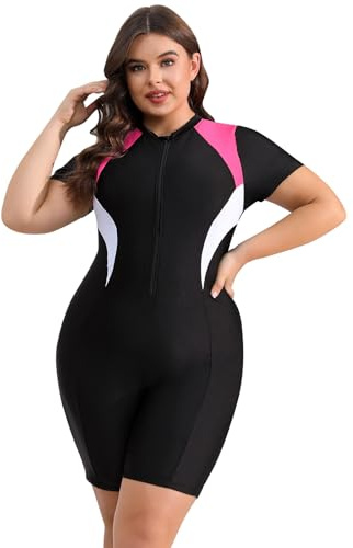 Odizli Plus Size Swimwear for Women One Piece Boyleg Swimsuit Ladies Rash Guard Swimming Costume