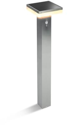 Esotec Solar Wegeleuchte Bewegungsmelder Pollerleuchte Balou 84 CCT 102934 | Solar Wegeleuchte H84cm, Edelstahl, PIR 90°/6-8m, CCT 3000/4500/6000K, 100/700/1000lm, 9Std, 4000mAh LiFePO4 Akku wechselbar,