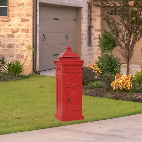 ARKEM Cassetta della Posta in Alluminio Inossidabile Vintage Rossa,Cassetta Postale Individuale di Stile Classico in Alluminio