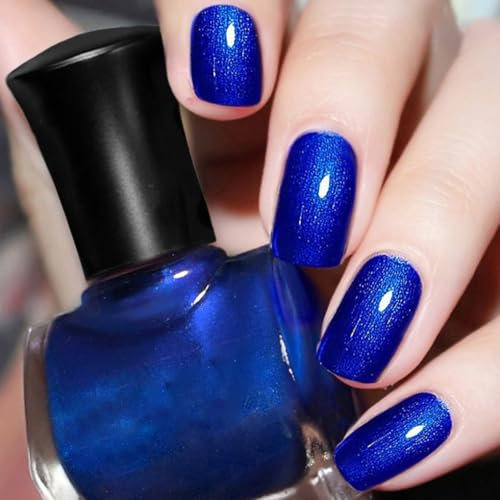 Pearl Glitter Nail Polish - glitter Nail Varnish, Blue glitter nail polish for Women & Girls, Quick Dry & Long Lasting Nail No Need Cure Nail Paint for DIY Nail Art Home Manicure (4#Blue)