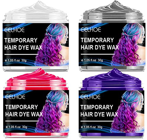 Cire de couleur pour les cheveux, teinture temporaire, pommades pour cheveux, cire pour cheveux DIY femme et homme, lavable cire coiffante naturelle mate, application pour fête, cosplay, Halloween