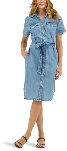 Lee Legendäres Western-Denim-Kleid für Damen, kurzärmelig, Mt. Serie:, Mittel