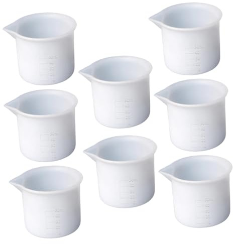 GRIRIW Misurini in Resina Epossidica 50ml in Silicone, Tazze Per Mescolare Precise Per Fai Da Te, Set Da 8 Pezzi Per Hobby Creativi e Decorazioni Artigianali