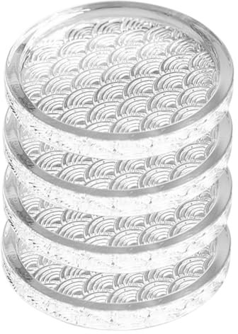 Cabilock 4pcs Glass Coasters Round Drink Holders Coasters for Dining Table Kitchen Bar Decor