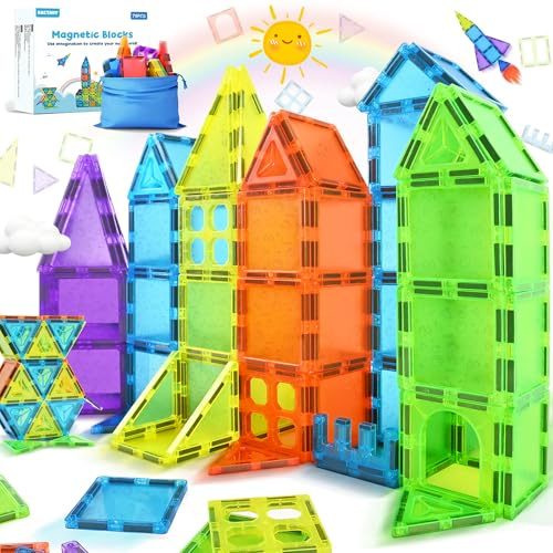 NAETANY Costruzioni Magnetiche per Bambini 78 Pezzi Costruzione Magnetica 3D Blocchi Magnetici Educativi Calamite Montessori per Bambini 3 4 5 6 7 8 Anni