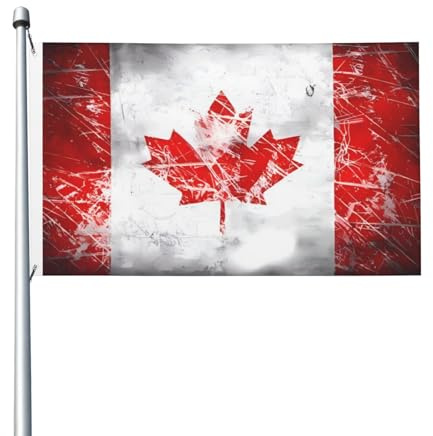 Bandiera del Canada retrò da 90 x 1,5 m su entrambi i lati, resistente per esterni e giardino, perfetta per camera da letto e giardino