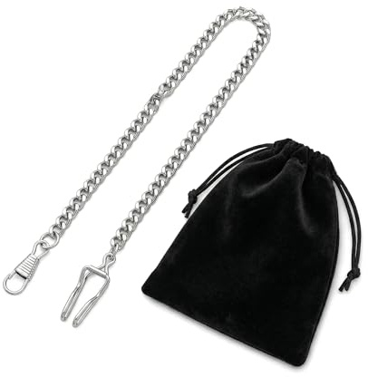YAFIYGI Taschenuhr-Kette, Zubehör für Herren, Vintage-Stil, Gold-Silber-Ketten mit Stil, Uhrenketten für Taschenuhren, klassische Herrenkette mit Clip und Zubehör