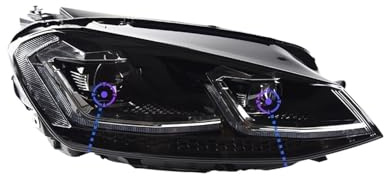2 pezzi di ricambio per luci auto compatibili con VW Golf 7 MK7 GTI 2013-2017 7.5 tipo fari a LED o fari allo xeno a LED doppio proiettore FACELIFT(SLIVER)