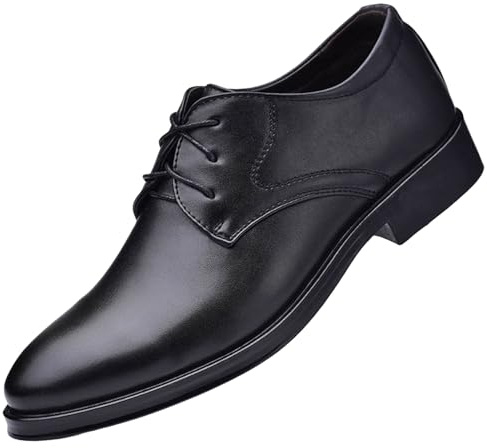 sekiueo Zapatos Oxford Formales Clásicos para Hombre con Cordones Y Punta Lisa Zapatos De Vestir De Negocios,Negro,38 EU