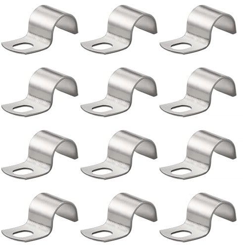 YYIGVMO 12 Pezzi Ø 16mm Singolo a U Morsetti Tubi, U-Fascette Stringitubo in Acciaio Inox, Fascette di Fissaggio a Foro Singolo, Per il Fissaggio di Cavi, Fili e Tubi