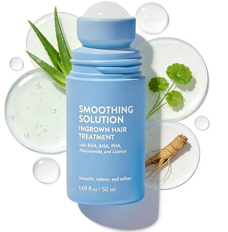Smoothing Solution Ingrown Hair Treatment, Razor Bumps Treatment For Women & Men, After Shaving Oil, Tend Skin Solution For Smooth & Hydrated Skin, With Bha Aha Pha, Niacinamide & Licorice (1)